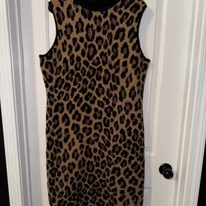 Gabrielle Union Leopard Print Sleeveless Sweater Dress